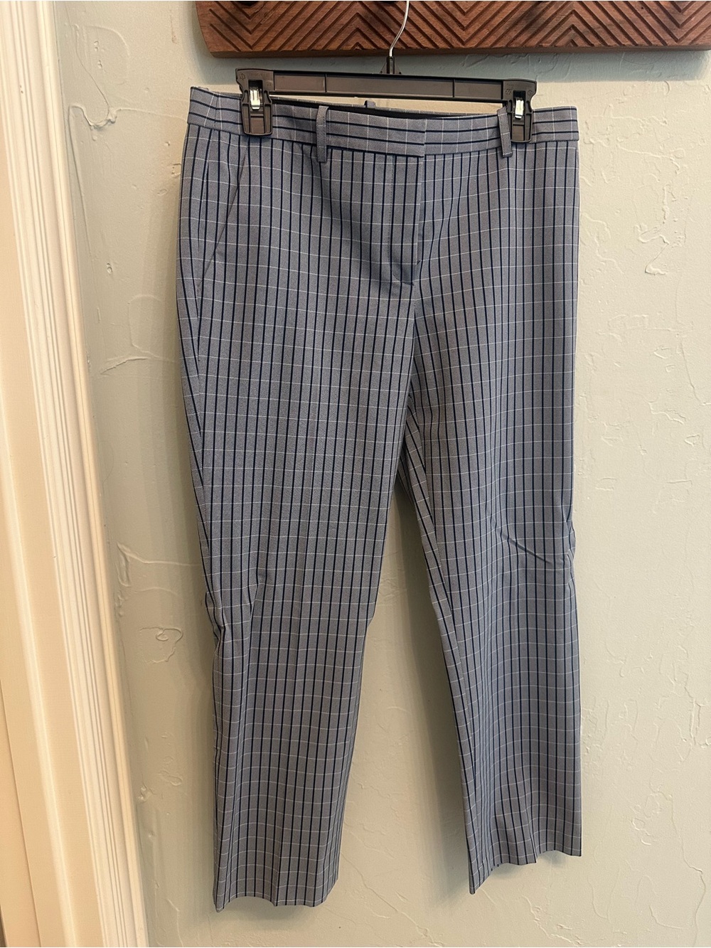Theory Blue Pinstriped Cropped Dress Pants
